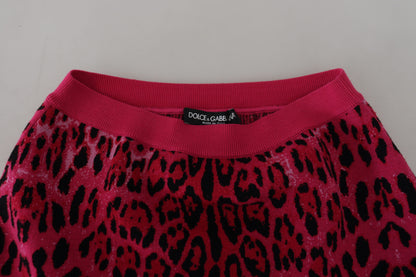 Chique roze luipaard minirok met hoge taille