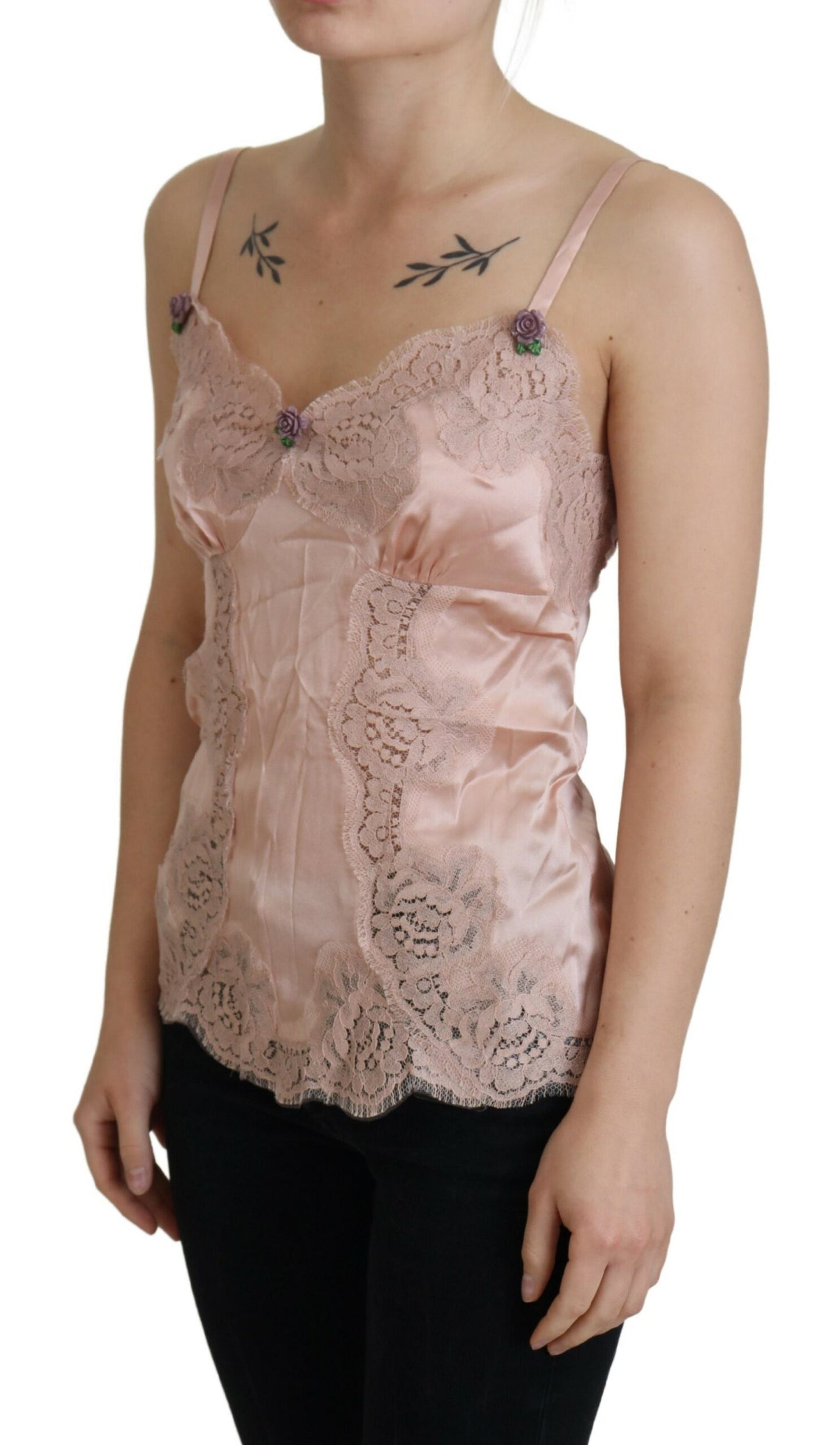 Elegante roze zijden lingerie top