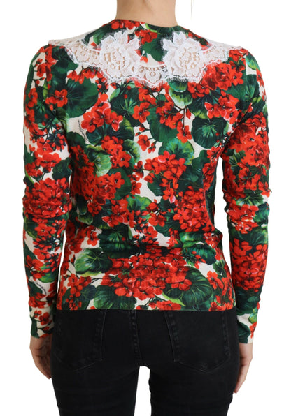 Elegante bloemen ronde hals cardigan