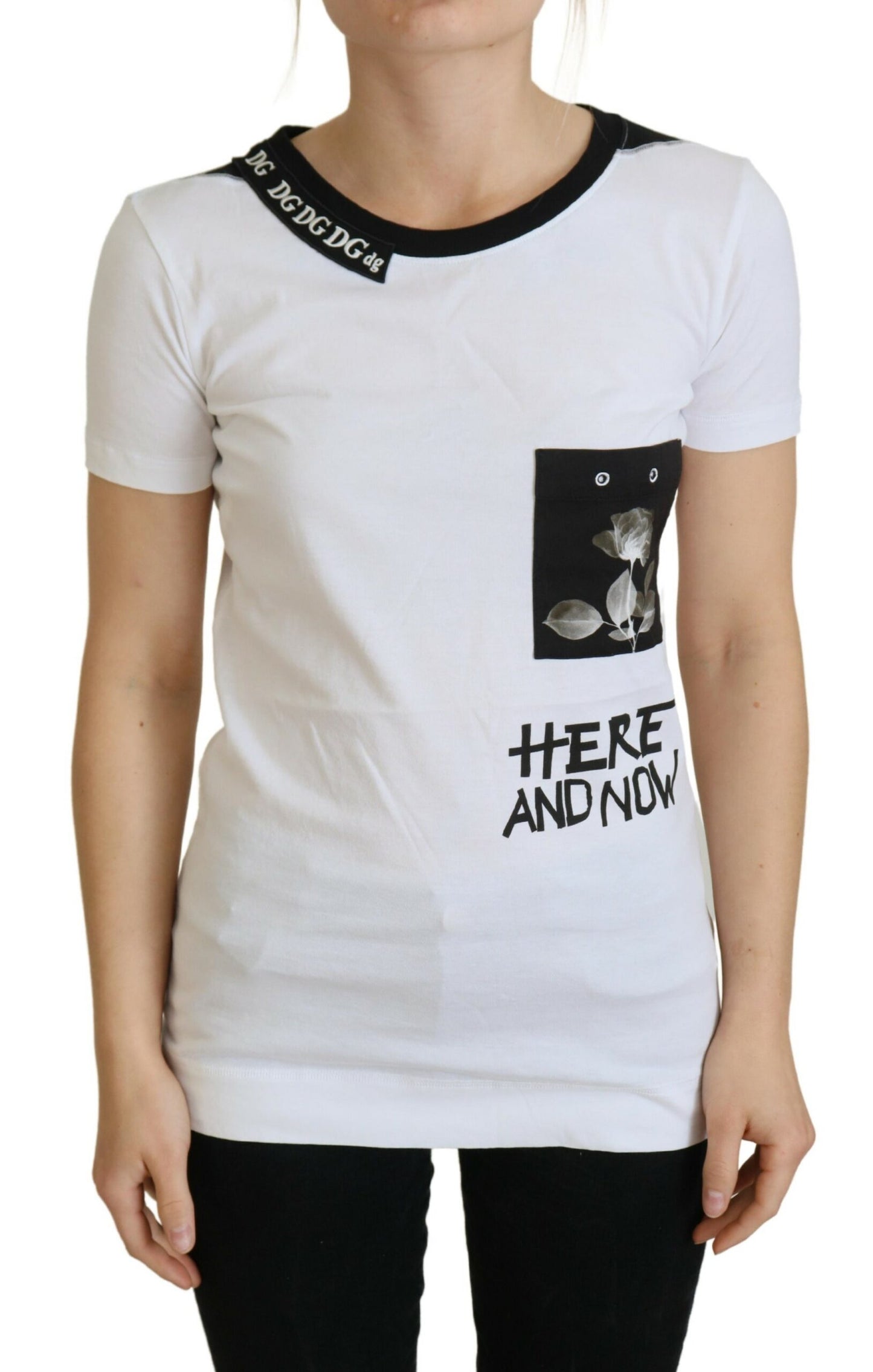 Chique monochroom 'Here and Now' katoenen T-shirt