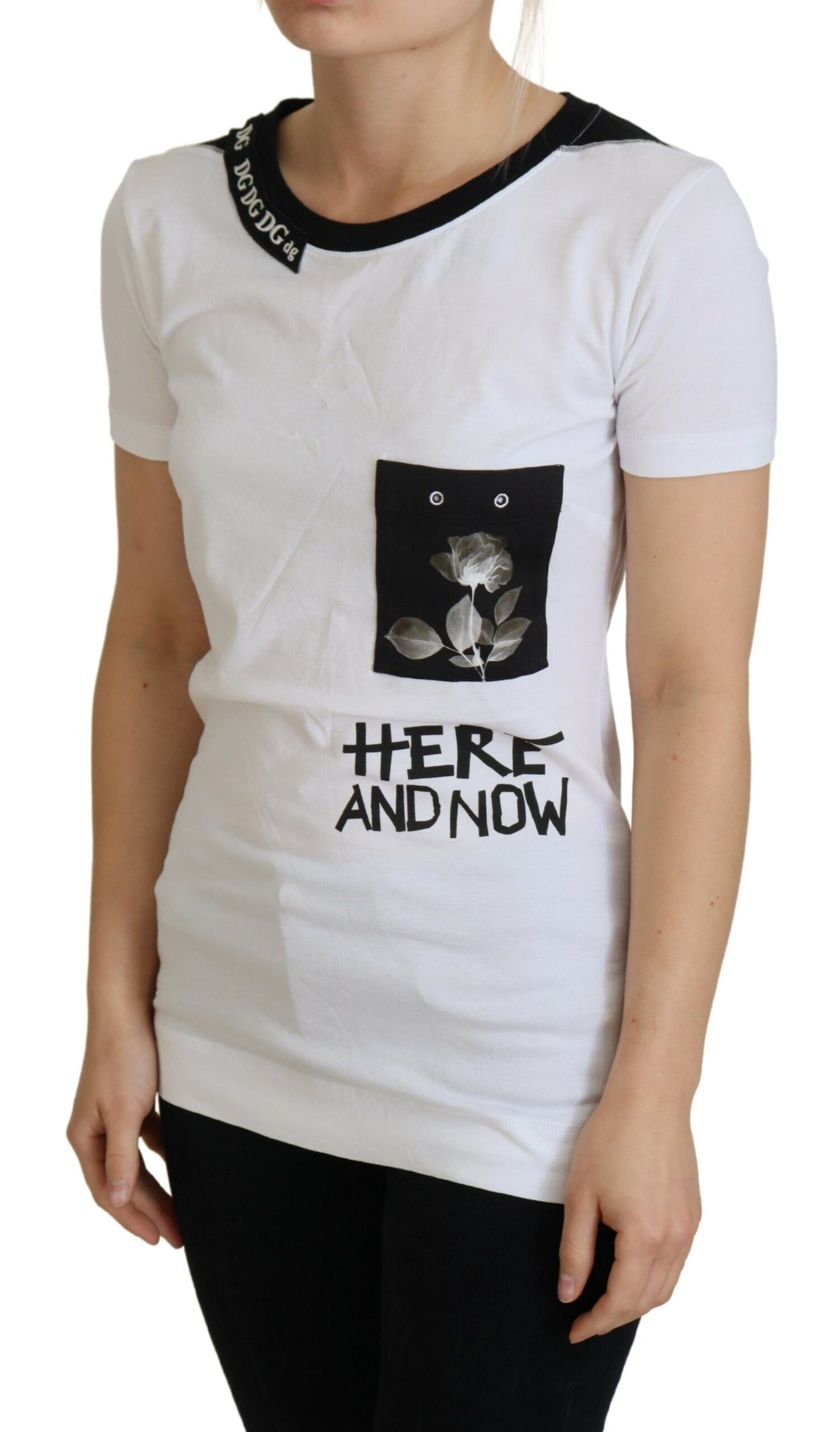 Chique monochroom 'Here and Now' katoenen T-shirt