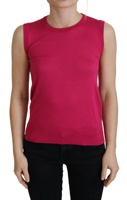 Chic roze zijden mouwloos tanktop vest