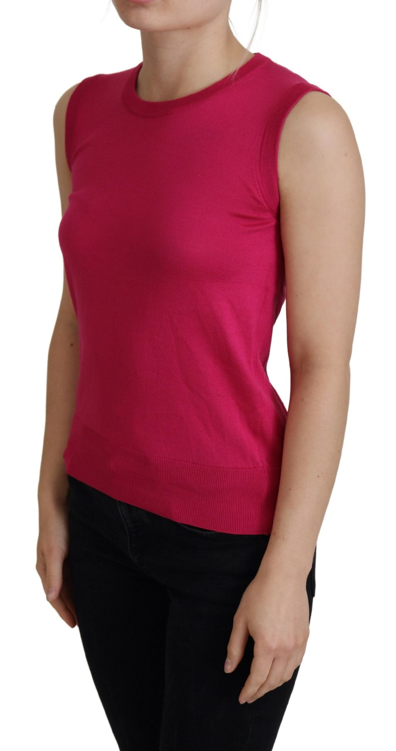 Chic roze zijden mouwloos tanktop vest