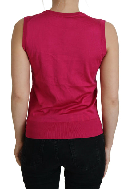 Chic roze zijden mouwloos tanktop vest