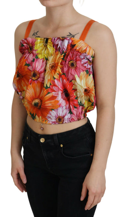 Floral Elegance Mouwloos Cropped Topje