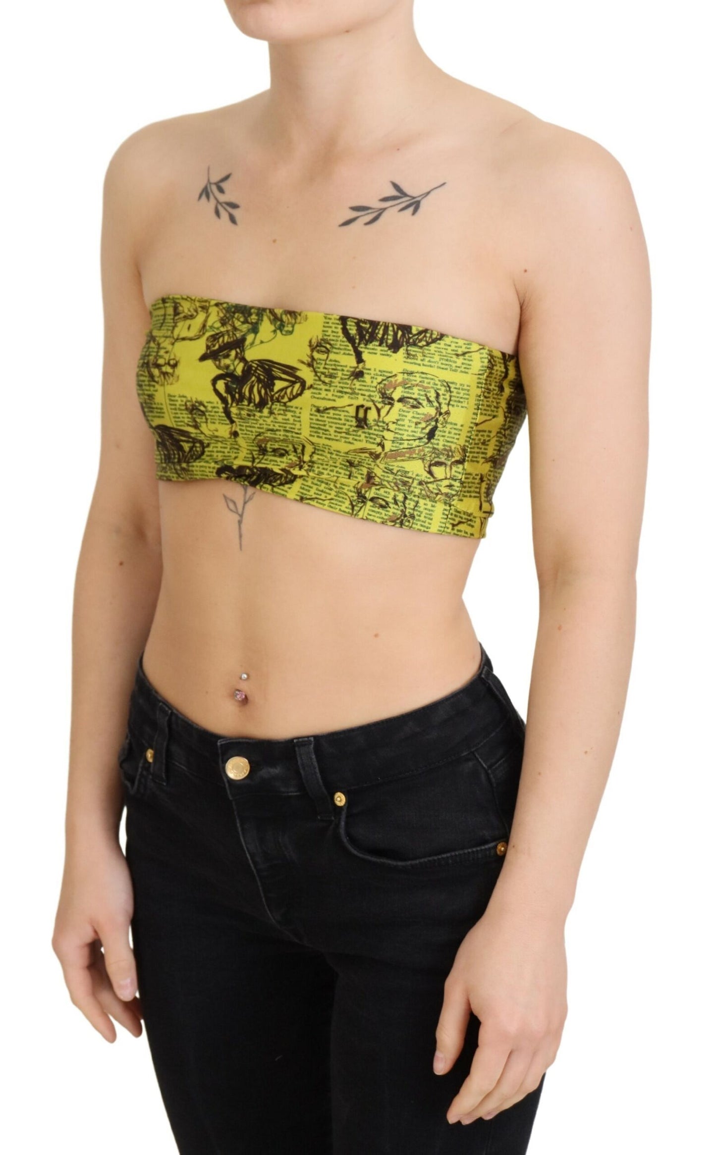 Chique cropped stretch top bh met veelkleurige print