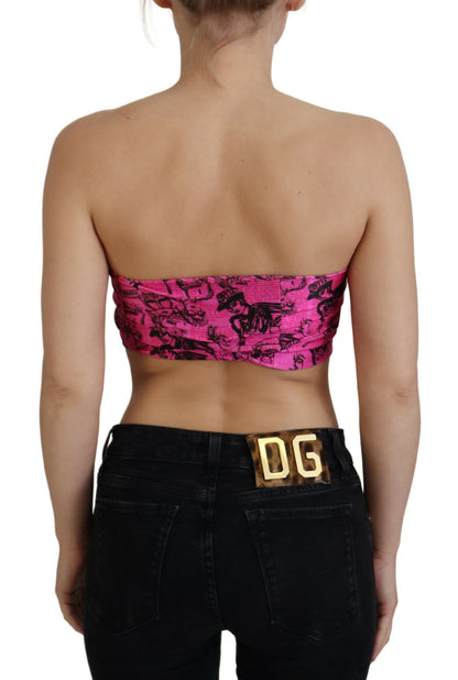 Chic roze krantenprint crop top