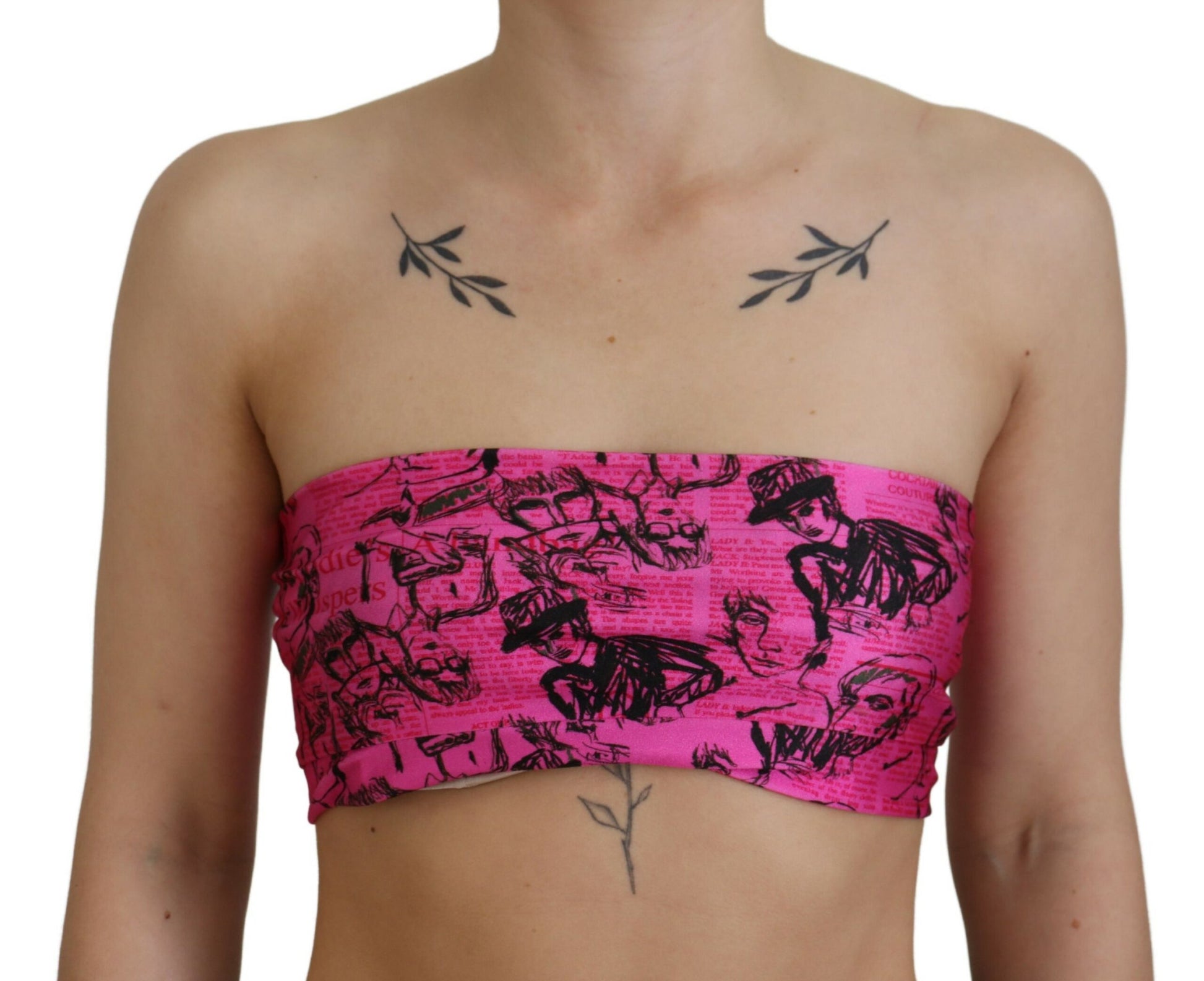 Chic roze krantenprint crop top