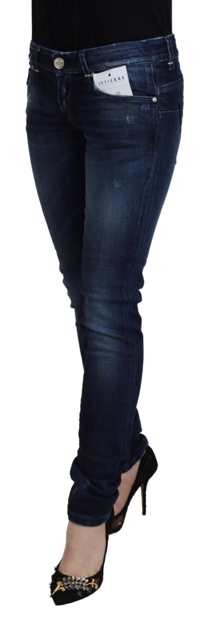 Chique skinny denim broek met lage taille