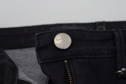 Strakke zwarte, gewassen skinny jeans met lage taille