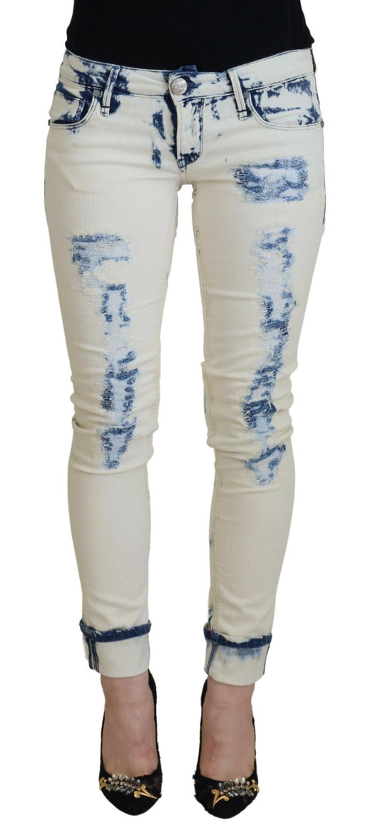 Chique skinny jeans met lage taille en scheuren