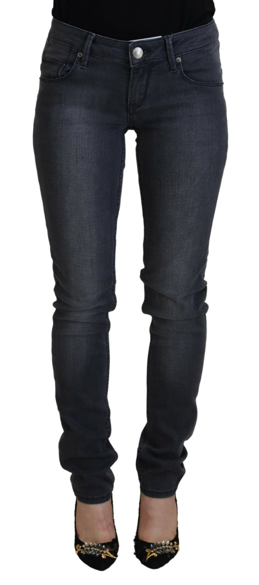 Chique grijze skinny jeans met lage taille