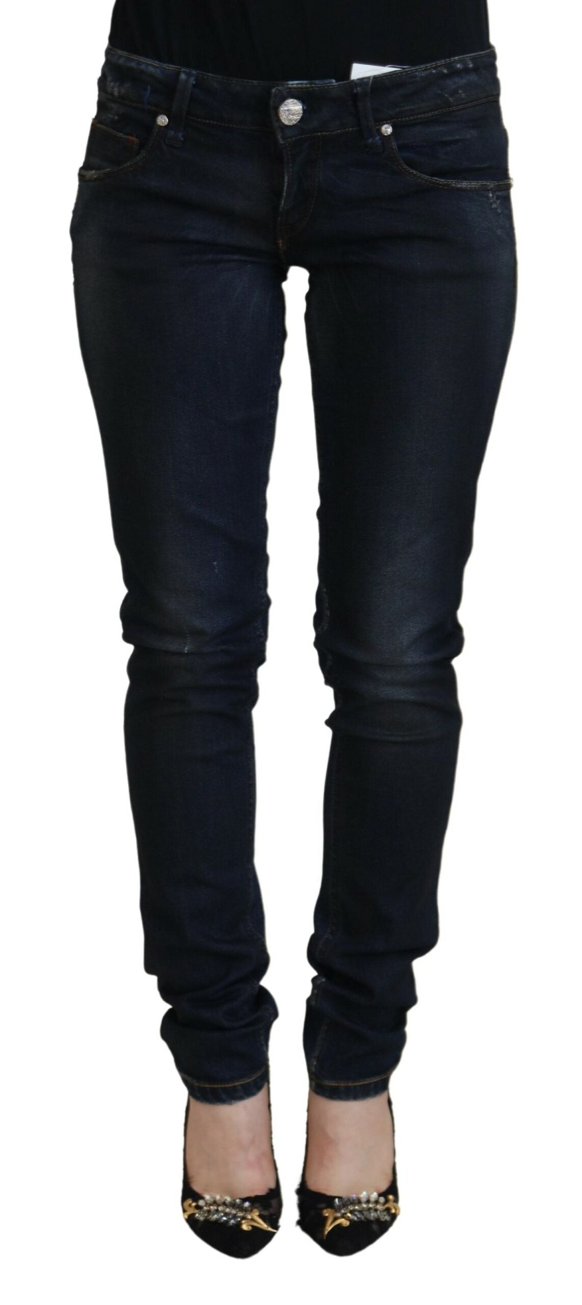 Chique skinny denim broek met lage taille