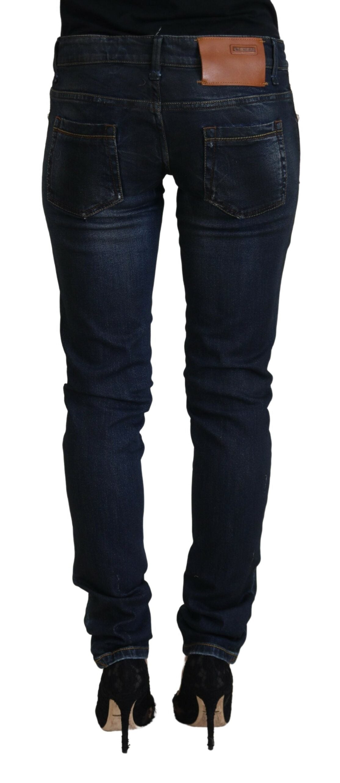 Chique skinny denim broek met lage taille