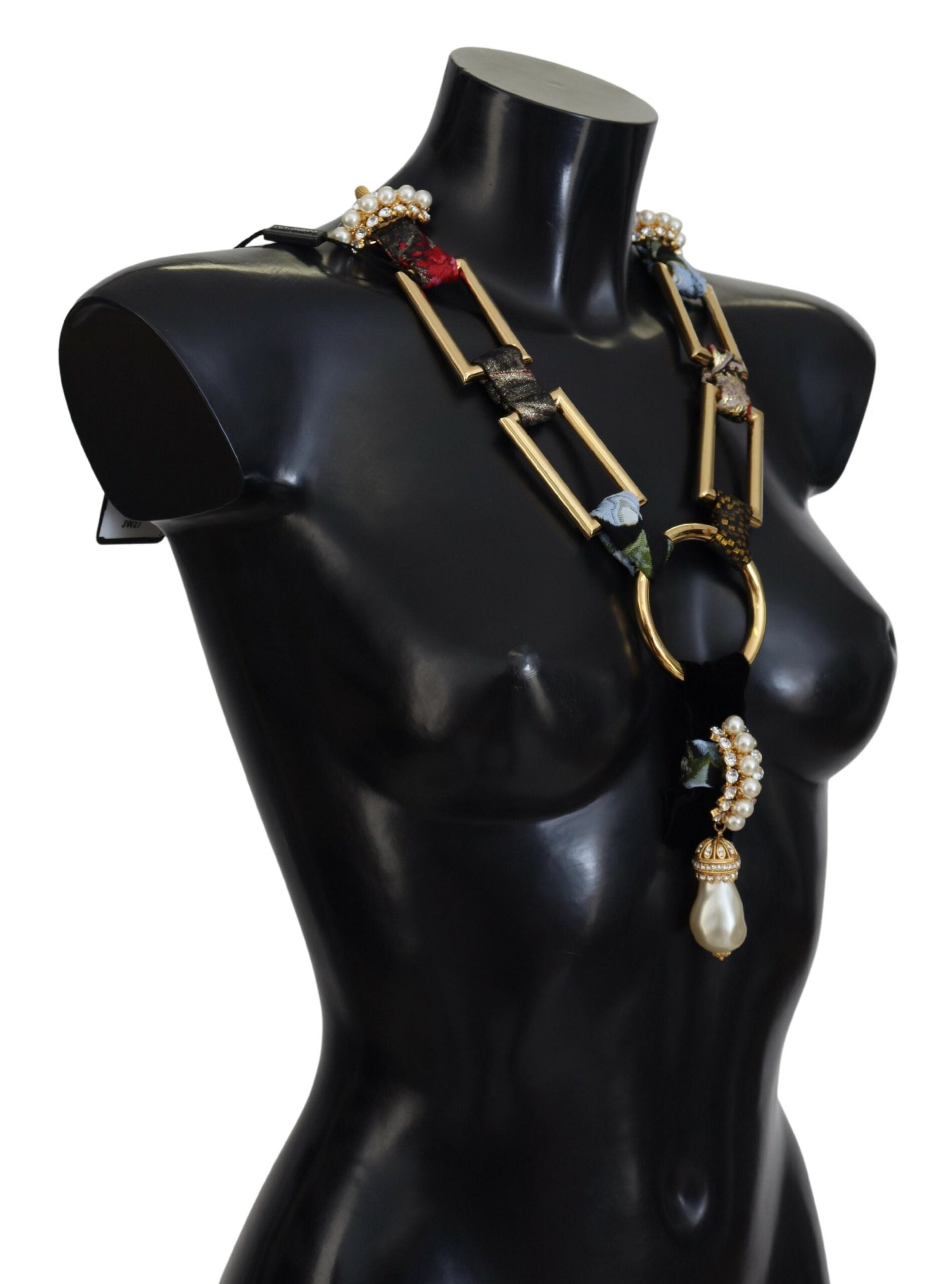 Elegant Gold Brass Pearl Statement Necklace