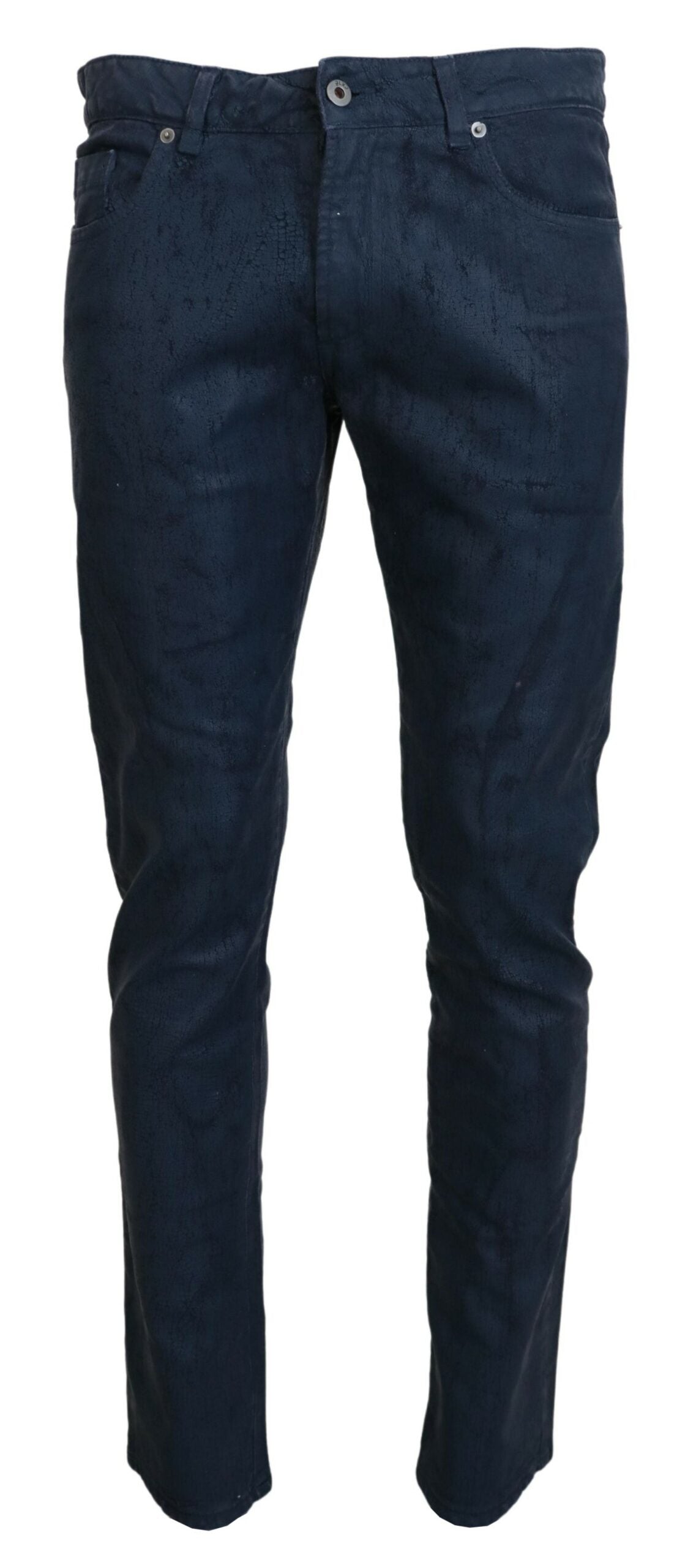 Chique taps toelopende blauwe denim jeans