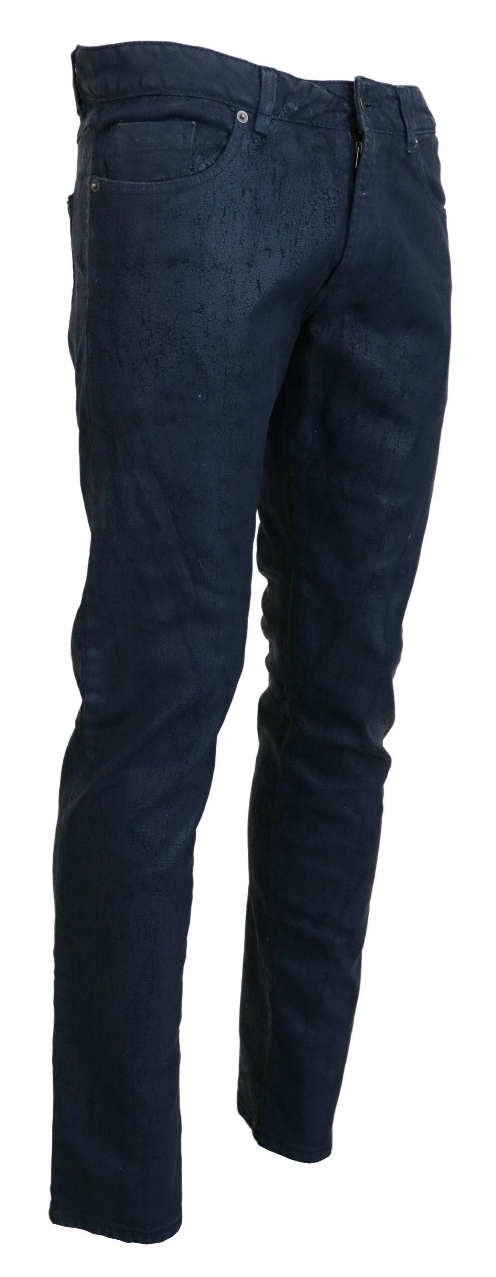 Chique taps toelopende blauwe denim jeans