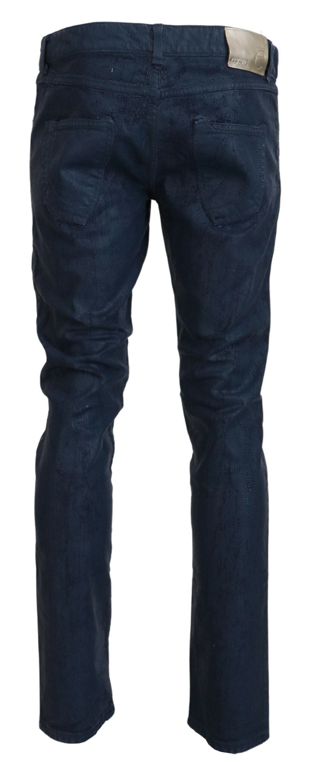 Chique taps toelopende blauwe denim jeans