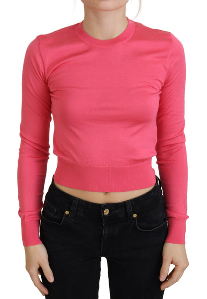 Elegante roze cropped ronde hals trui