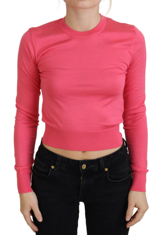 Elegante roze cropped ronde hals trui