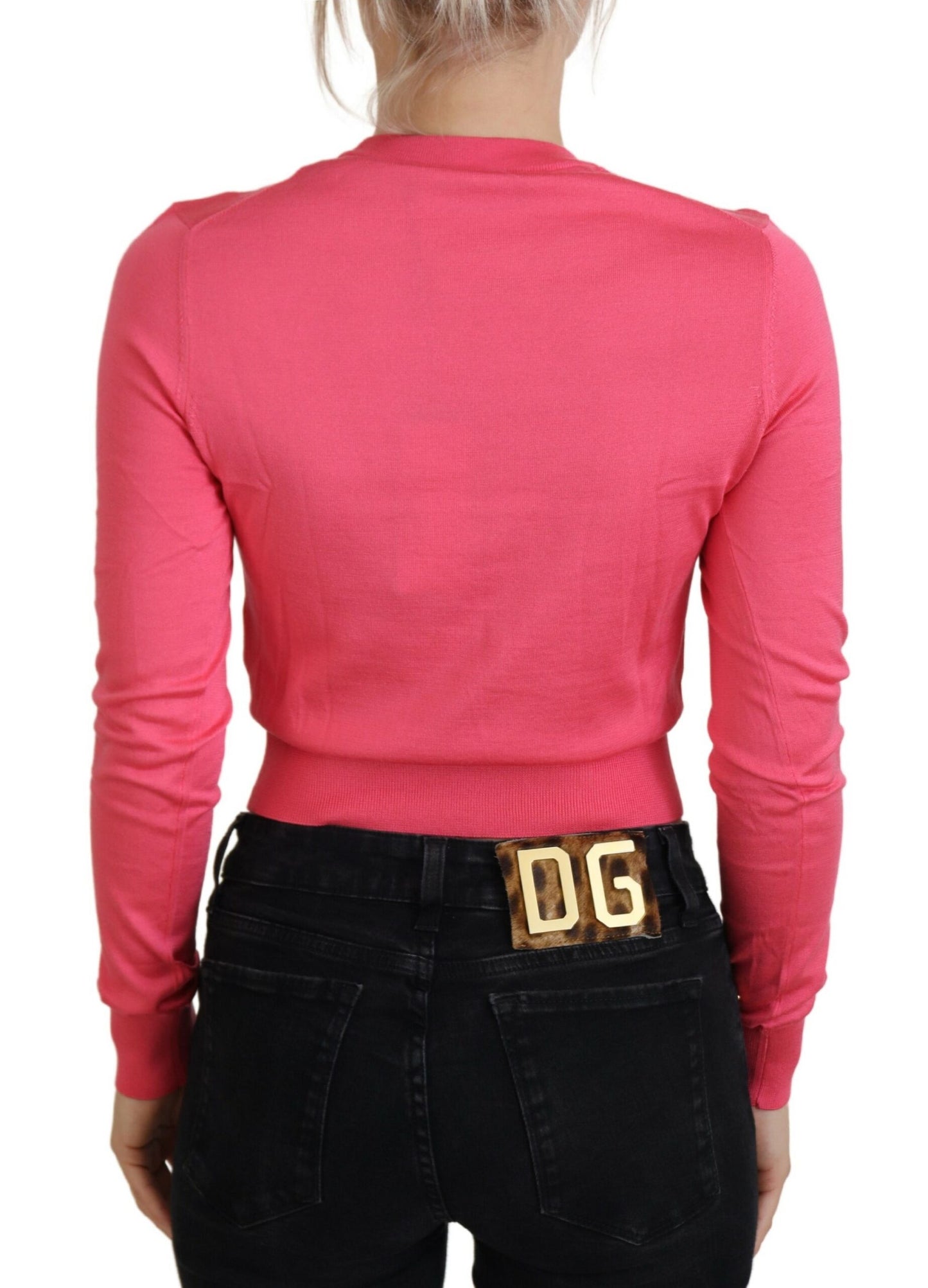 Elegante roze cropped ronde hals trui