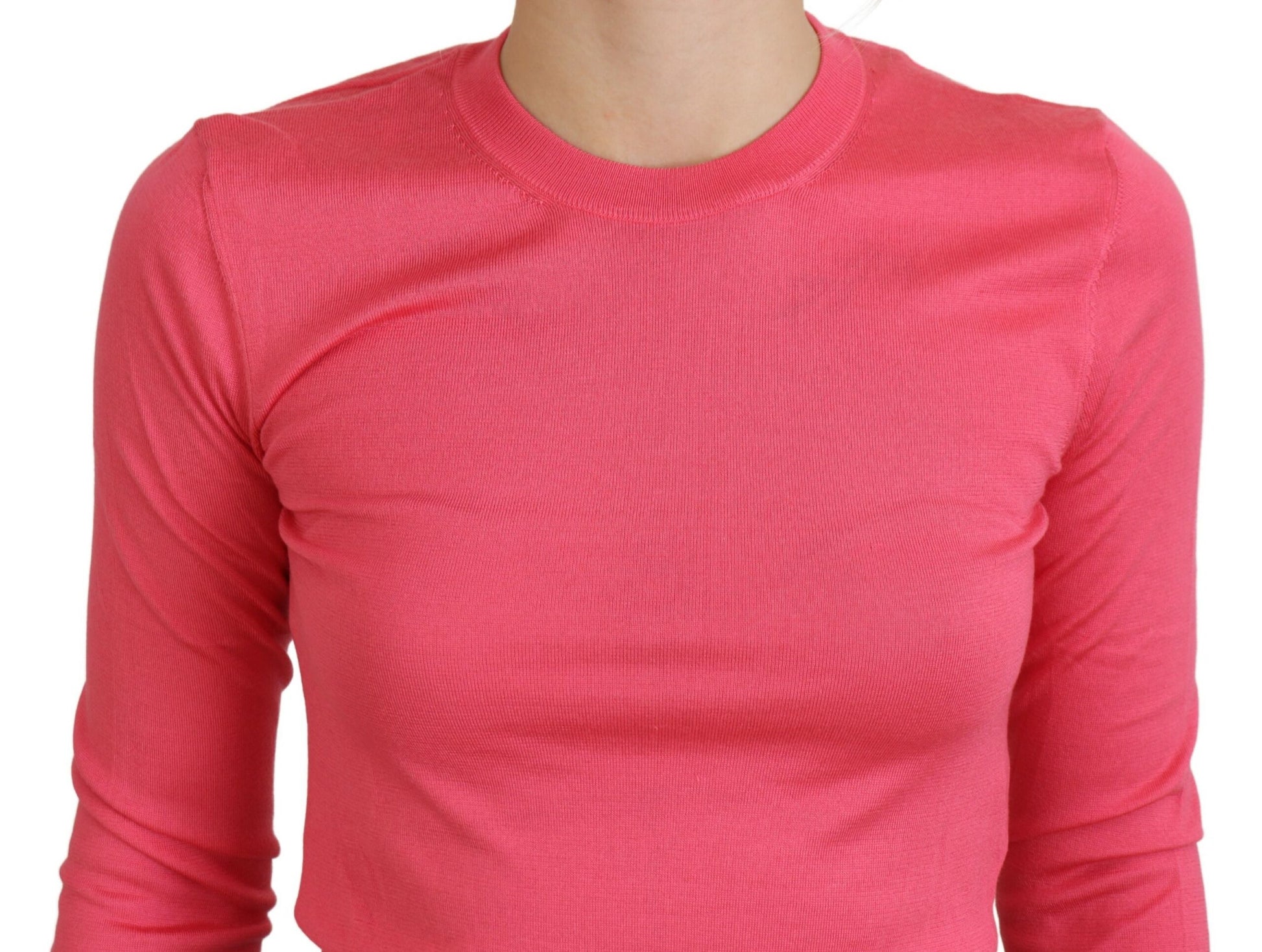 Elegante roze cropped ronde hals trui