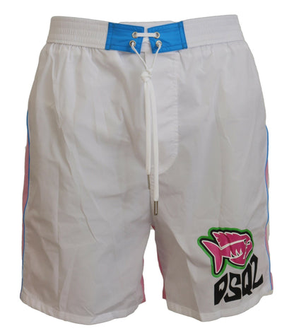 Chique witte en roze print zwemshorts