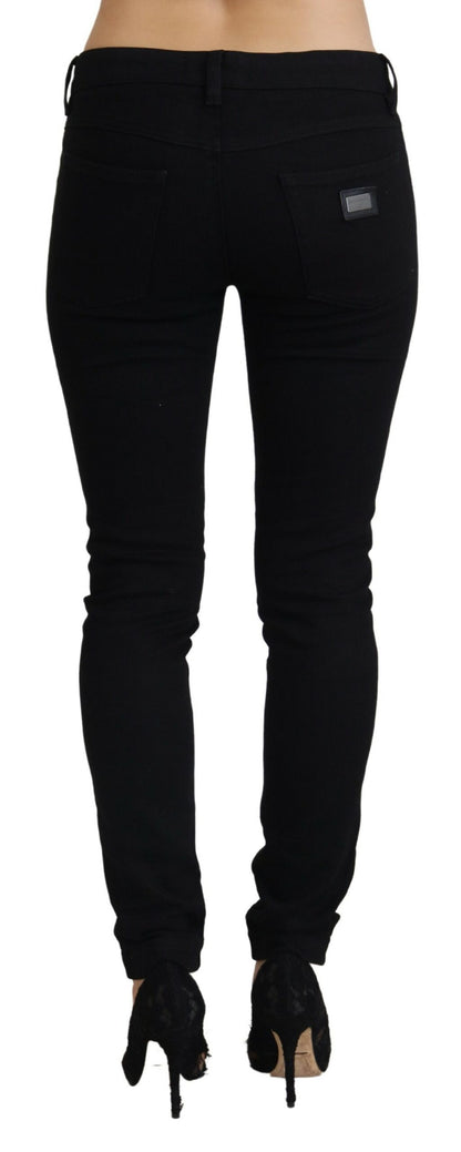 Elegante zwarte slim fit denim meesterwerk