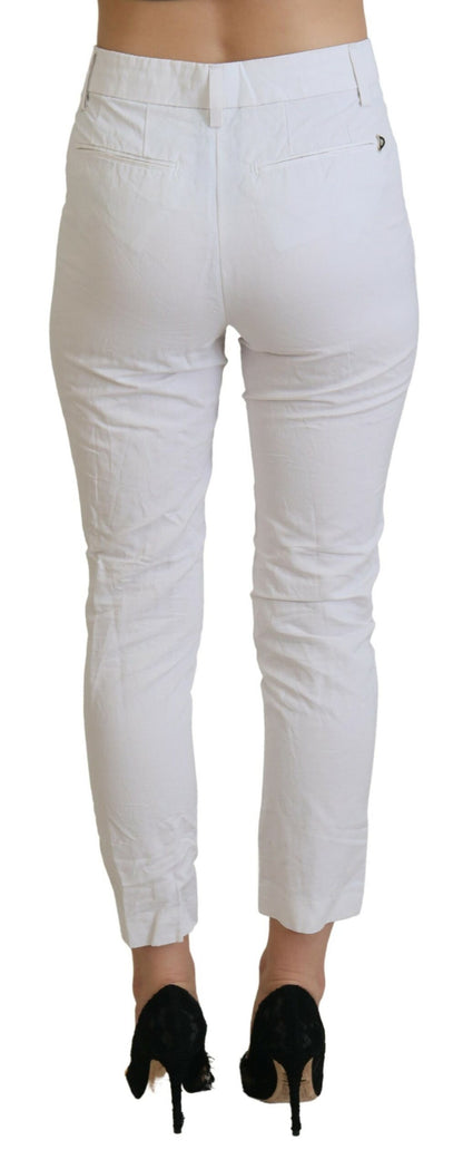 Elegante hoge taille taps toelopende witte broek