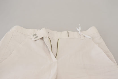 Elegante hoge taille taps toelopende witte broek