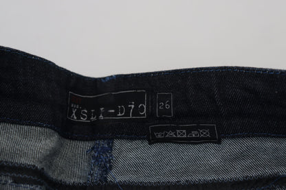 Chique Slim-Fit Katoenen Denim in Donkerblauw