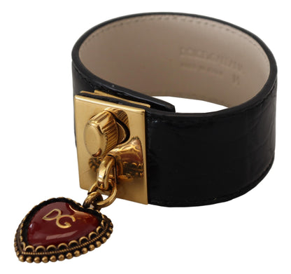 Elegante zwarte leren armband met gouden details