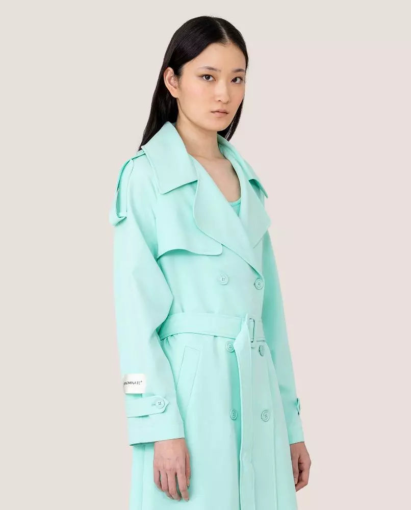 Elegante lichtblauwe double-breasted trenchcoat