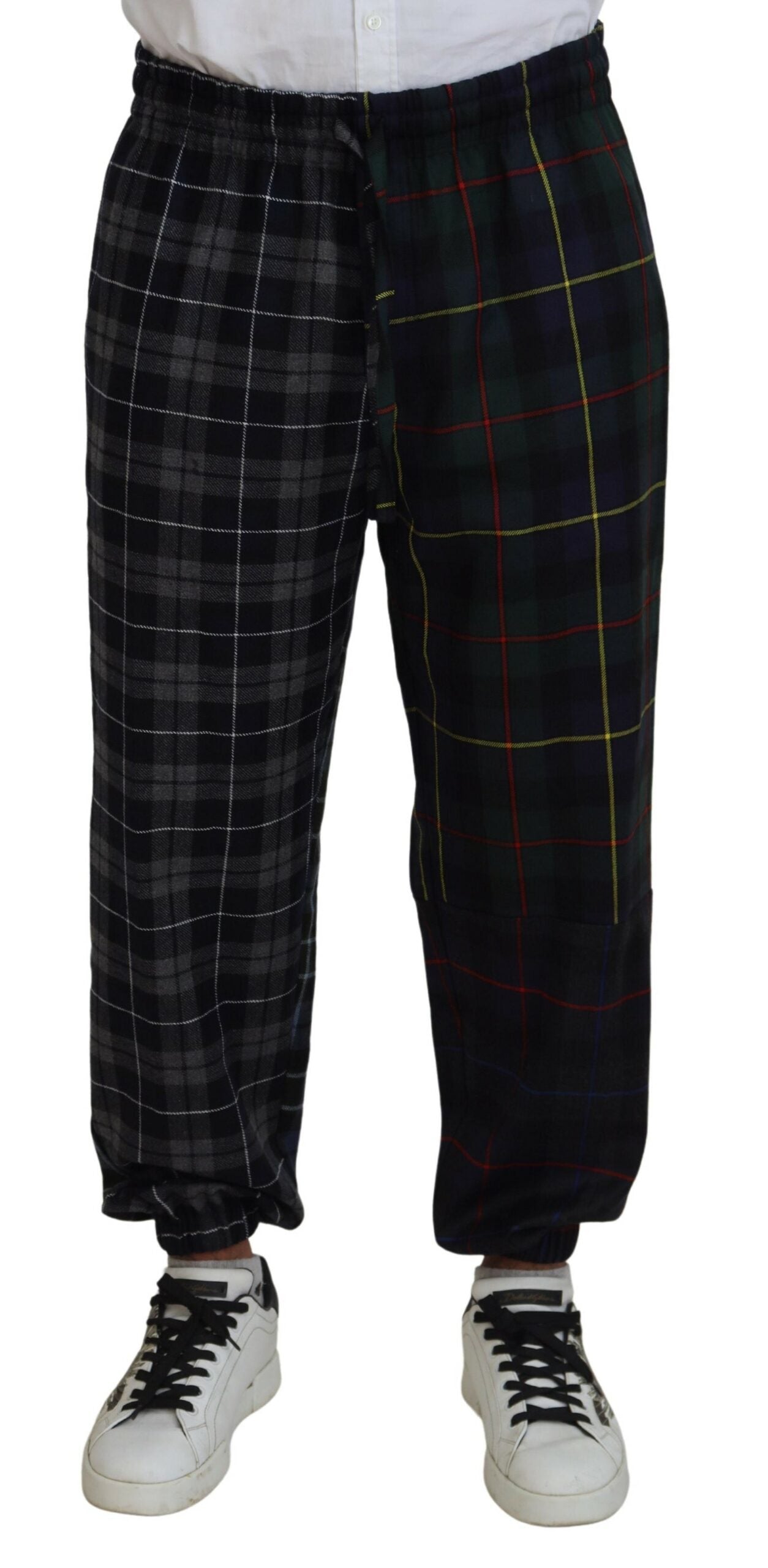 Checkered Wool Blend Jogger Pants