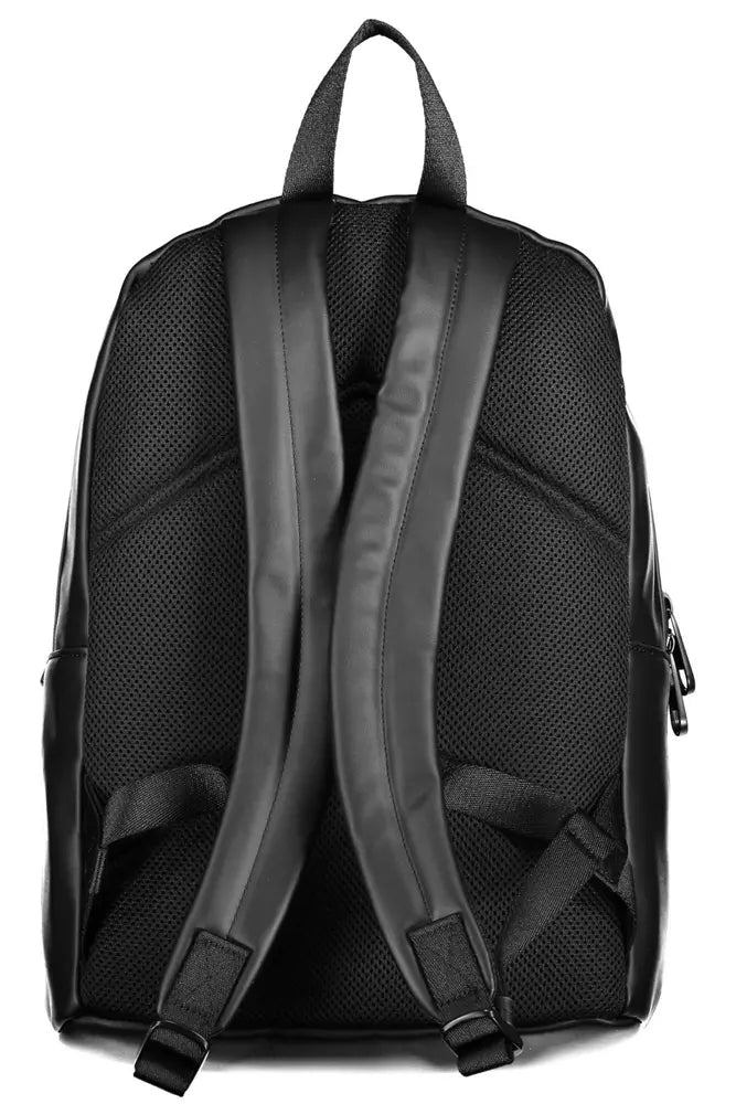 Black Polyester Men Backpack