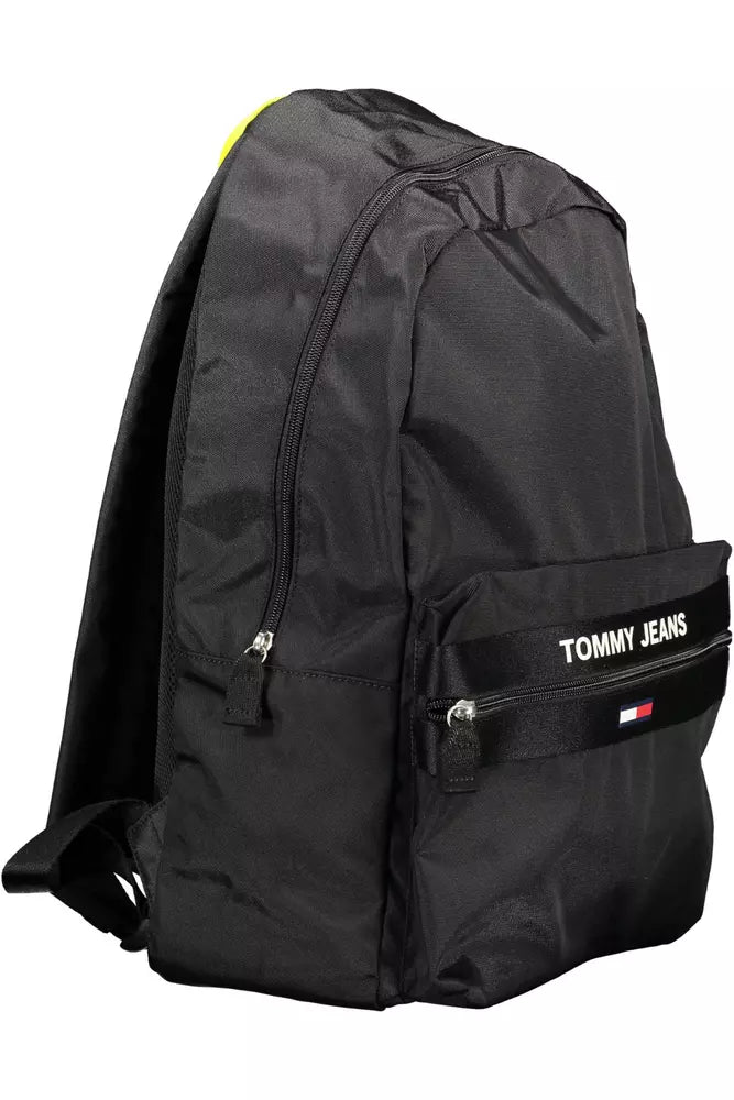 Black Polyester Men Backpack