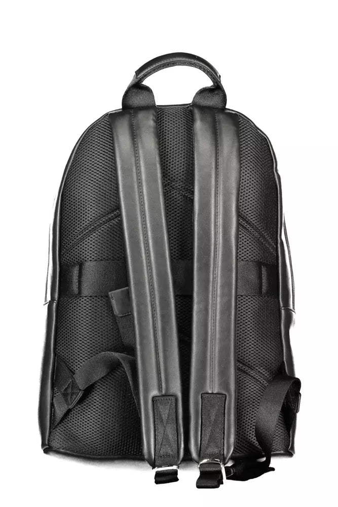 Black Polyester Men Backpack