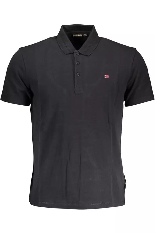 Zwarte katoenen heren poloshirt