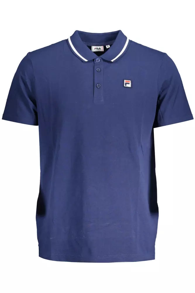 Blauw katoenen heren poloshirt