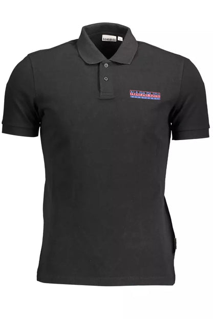 Zwarte katoenen heren poloshirt