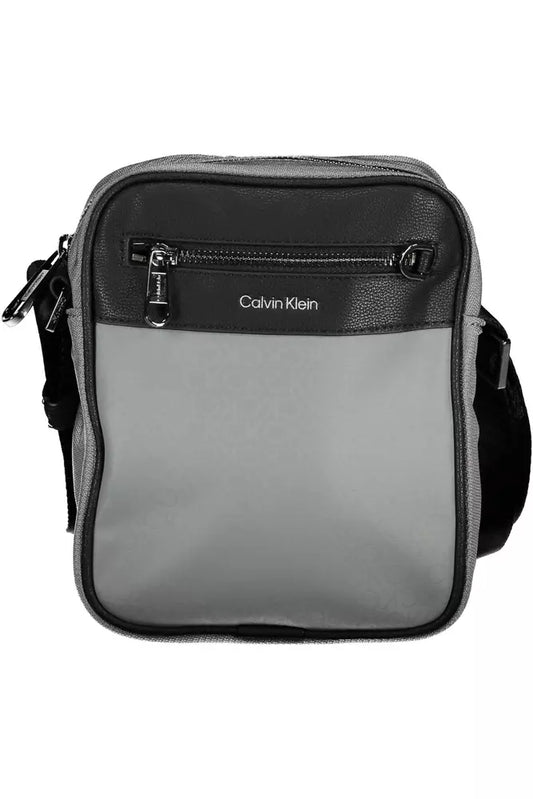 Gray Polyester Men Shoulder Bag