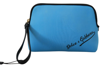 Elegant Blue Polyamide Pouch Bag