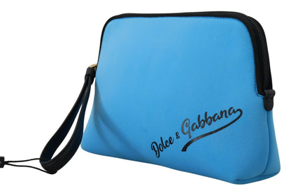 Elegant Blue Polyamide Pouch Bag