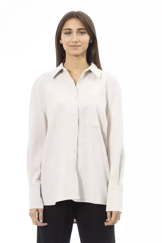 Wit Polyester Dames Shirt