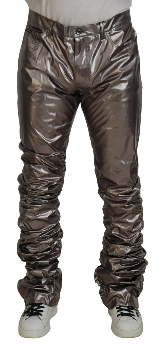 Metallic Zilveren Casual Broek