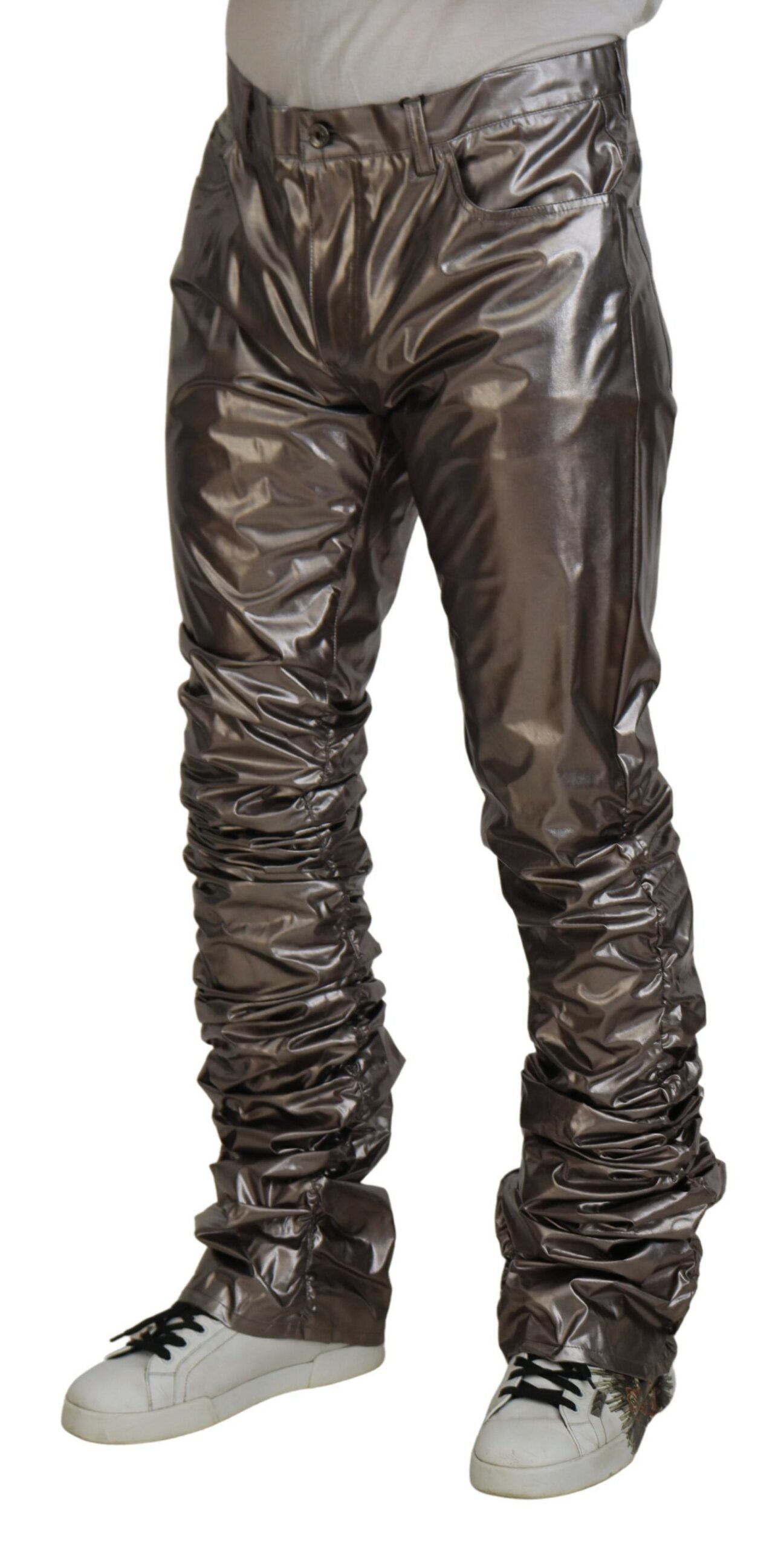 Metallic Zilveren Casual Broek