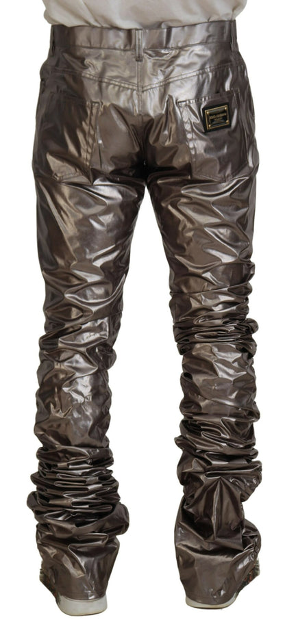 Metallic Zilveren Casual Broek