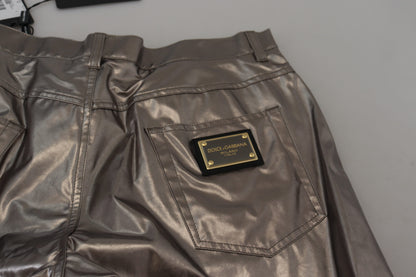 Metallic Zilveren Casual Broek