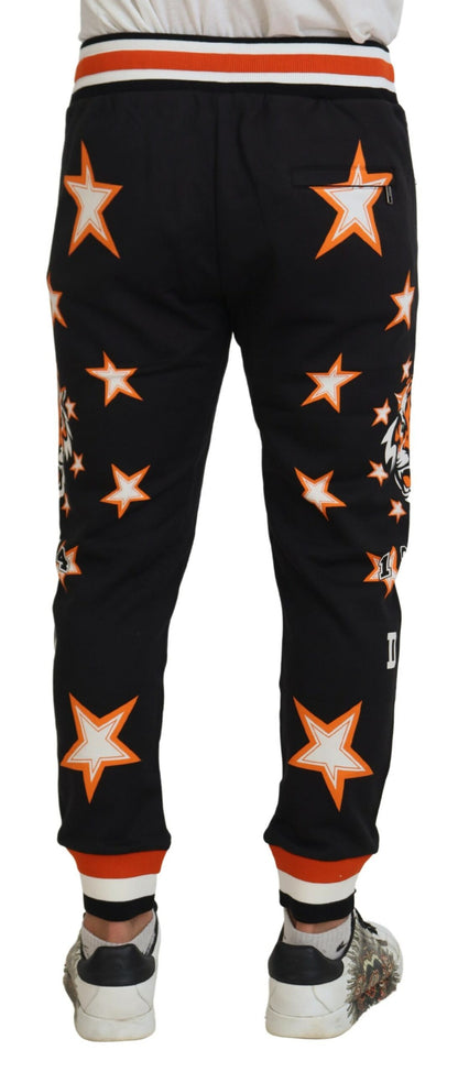 Elegante zwarte casual joggingbroek met sterrenmotief