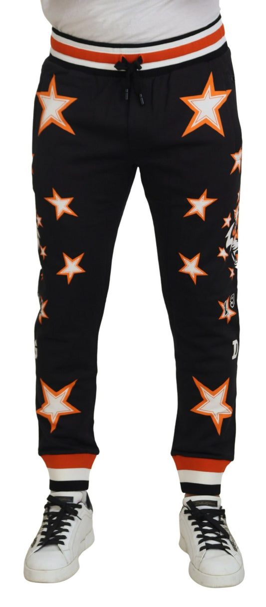 Elegante zwarte casual joggingbroek met sterrenmotief